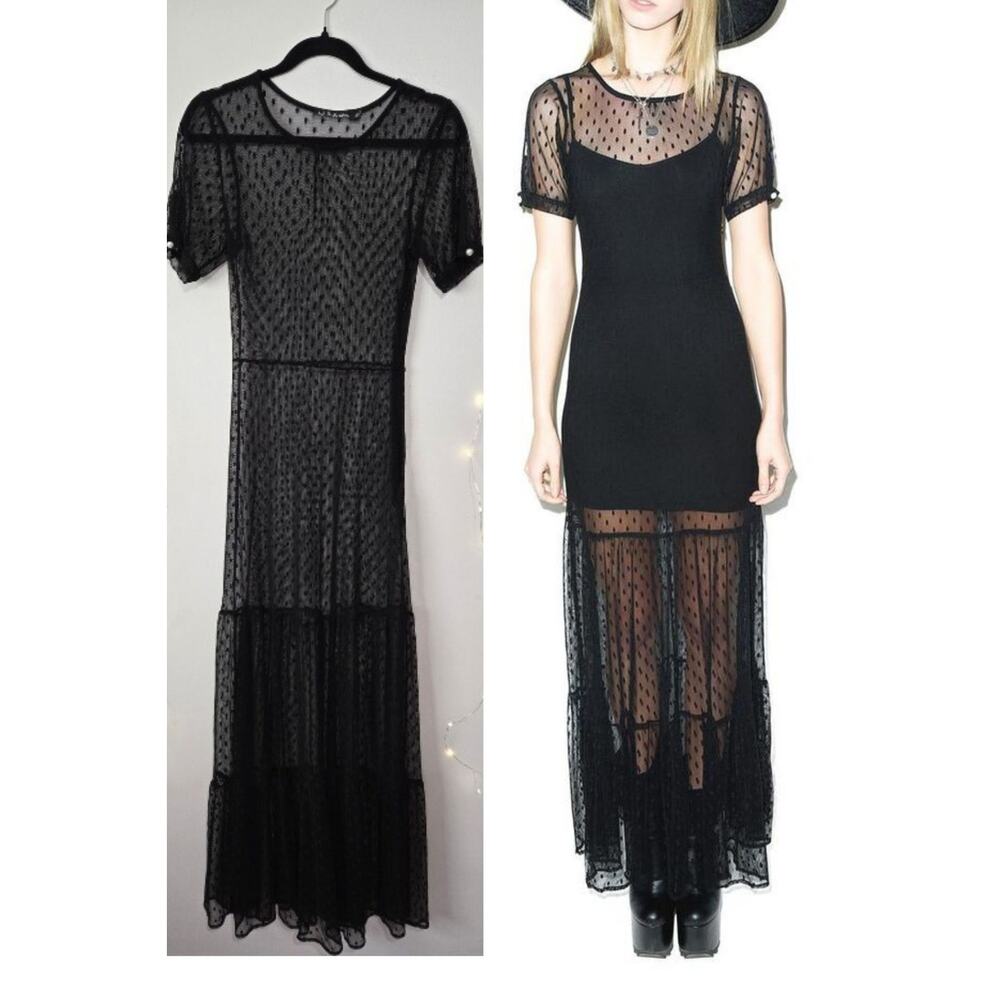 For Love And Lemons Black Sheer Maxi Dress